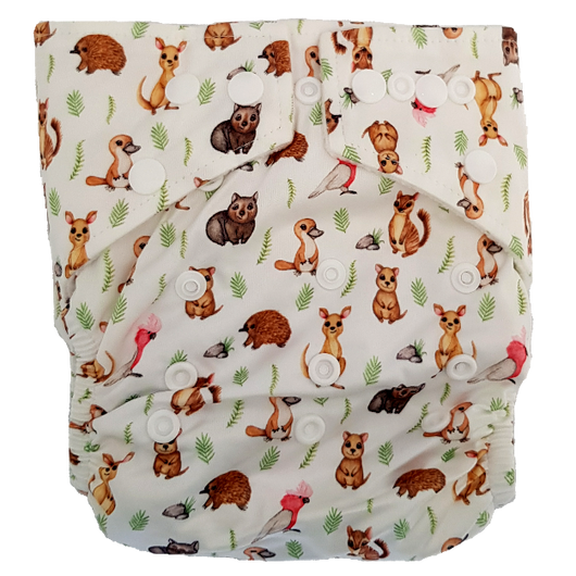 Stay Dry Bamboo Cloth Nappy - Aussie animals