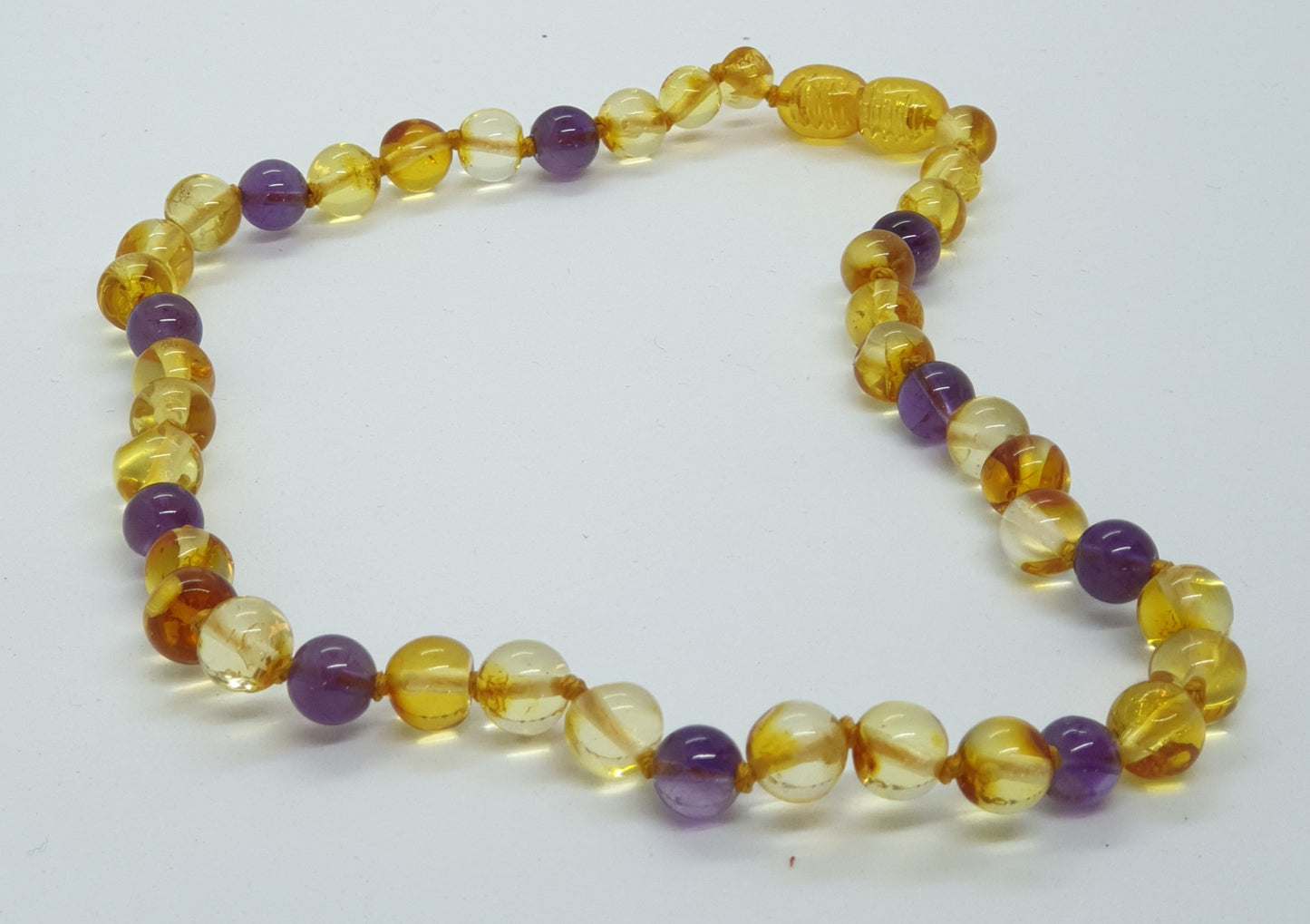 Cognac Amber and Amethyst Necklace