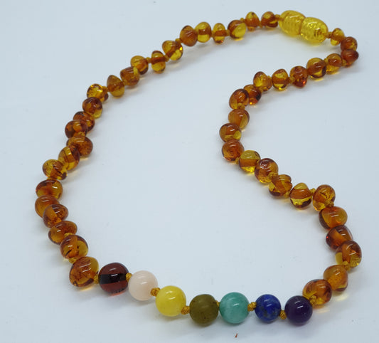 Baroque Cognac Amber Chakra Necklace