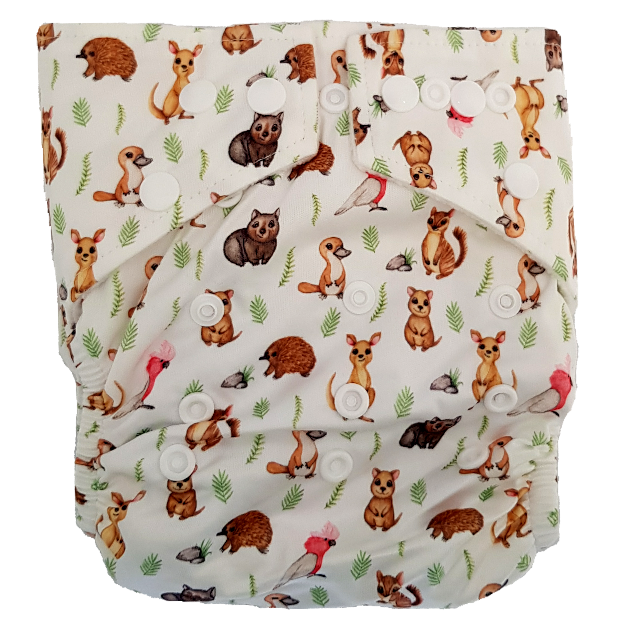 Stay Dry Bamboo Cloth Nappy - Aussie animals