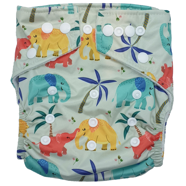 Stay Dry Bamboo Cloth Nappy - Elephants