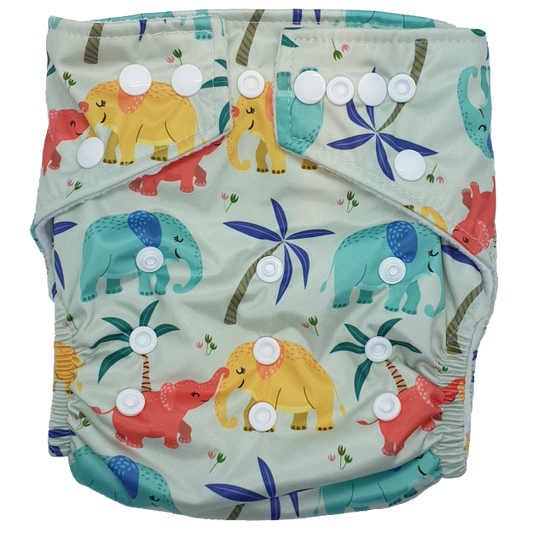 Stay Dry Bamboo Cloth Nappy - Elephants