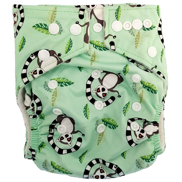 Stay Dry Bamboo Cloth Nappy - Lemurs