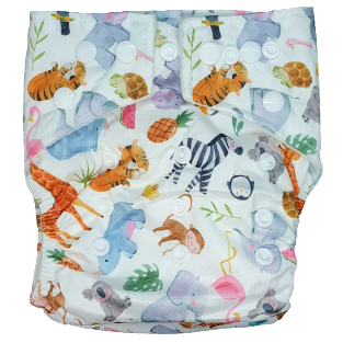 Hippybottomus Stay Dry Bamboo Nappy - Summer Friends